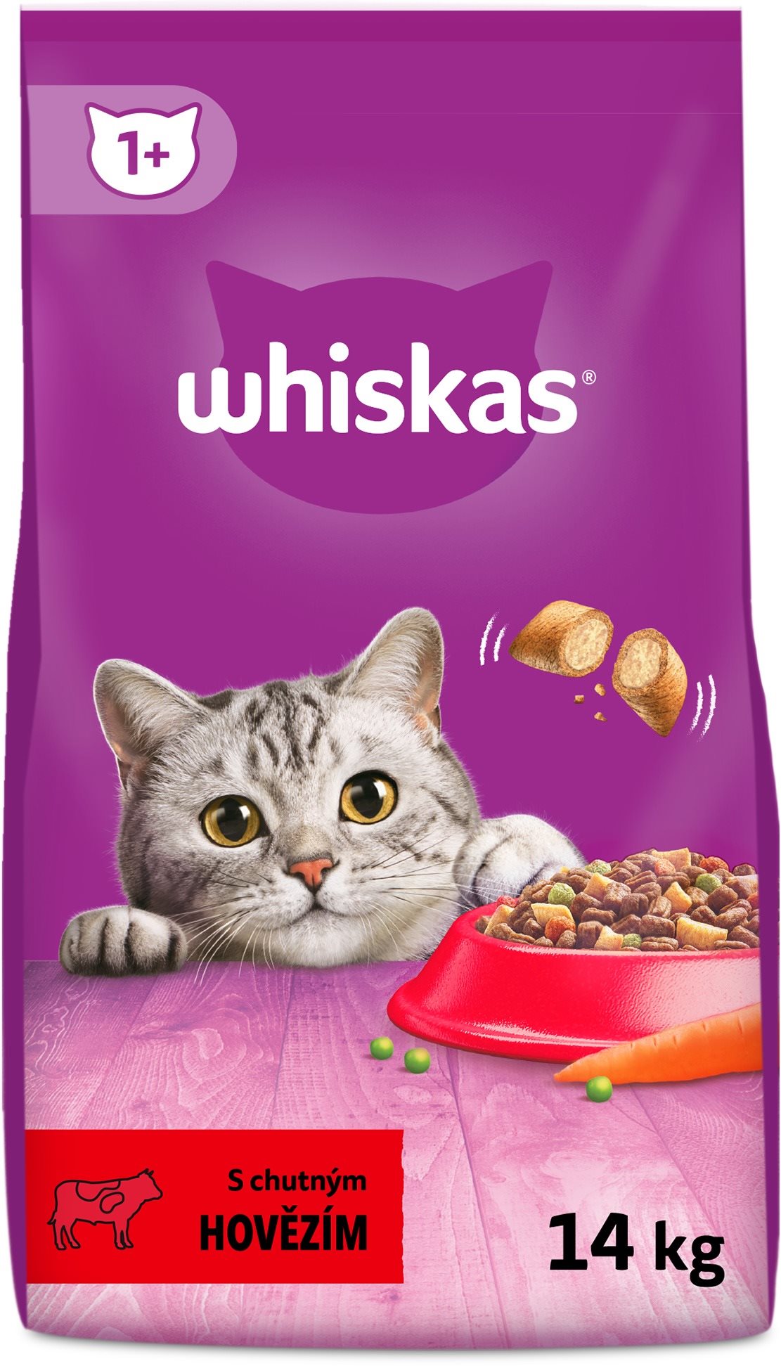 Whiskas granuly hovädzie pre dospelé mačky 14 kg