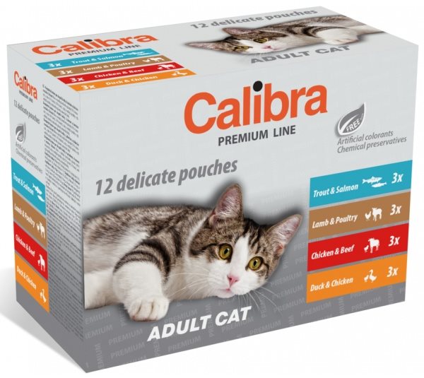 Calibra Cat Premium Kapsičky pre dospelé mačky multipack 12× 100 g