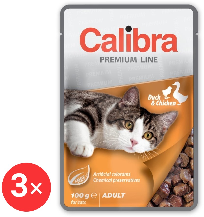 Calibra Cat Premium Kapsička pre dospelé mačky Kačica & Kurča 3× 100 g