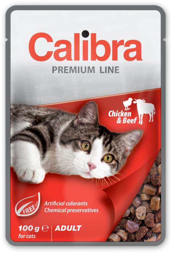 Calibra Cat Premium Kapsička pre dospelé mačky Kurča & Hovädzie 100 g