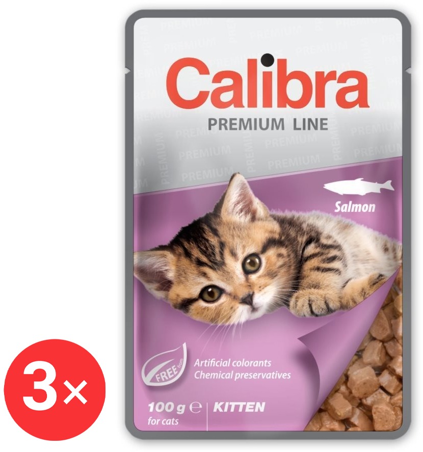 Calibra Cat Premium Kapsička pre mačiatka s lososom 3× 100 g