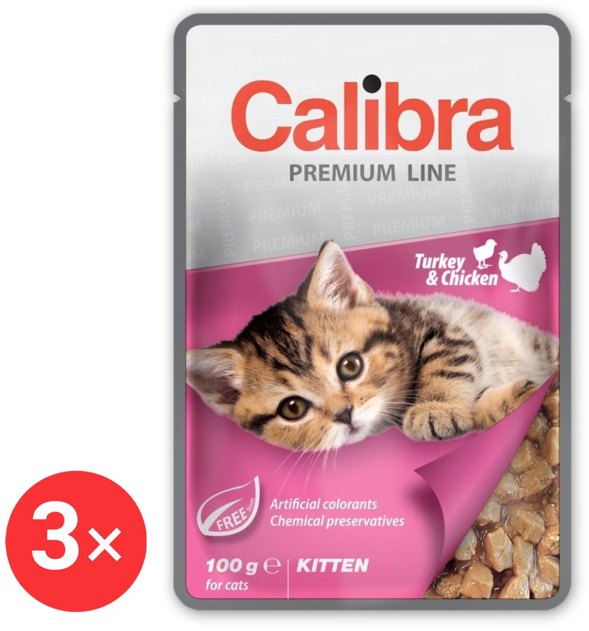 Calibra Cat Premium Kapsička pre mačiatka Morka & Kurča 3× 100 g