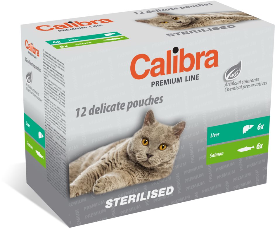 Calibra Cat Premium Kapsičky pre kastrované mačky multipack 12× 100 g