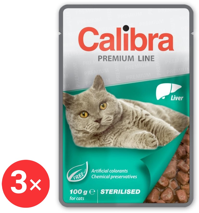 Calibra Cat Premium Kapsička pre kastrované mačky s pečienkou 3× 100 g