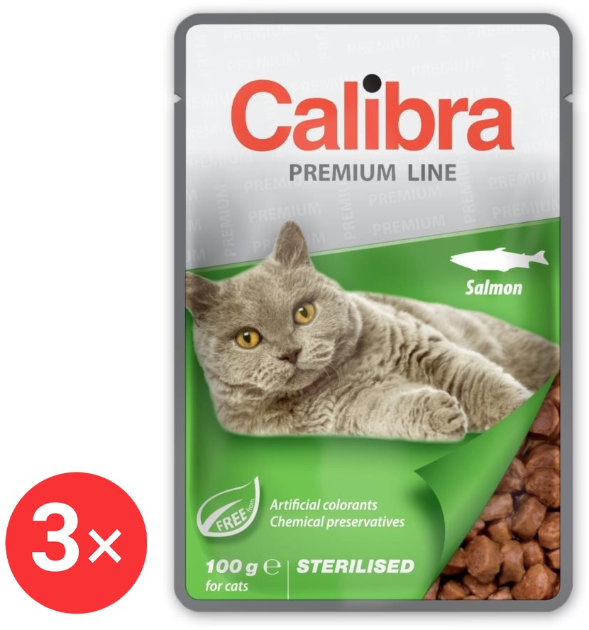 Calibra Cat Premium Kapsička pre kastrované mačky s lososom 3× 100 g