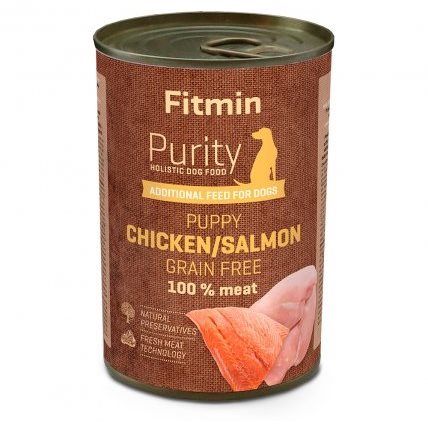 Fitmin Purity Konzerva kuracie s lososom pre šteňatá 400 g