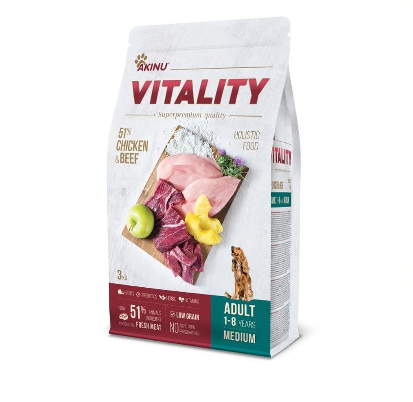 AKINU VITALITY dog adult medium chicken & beef 3 kg