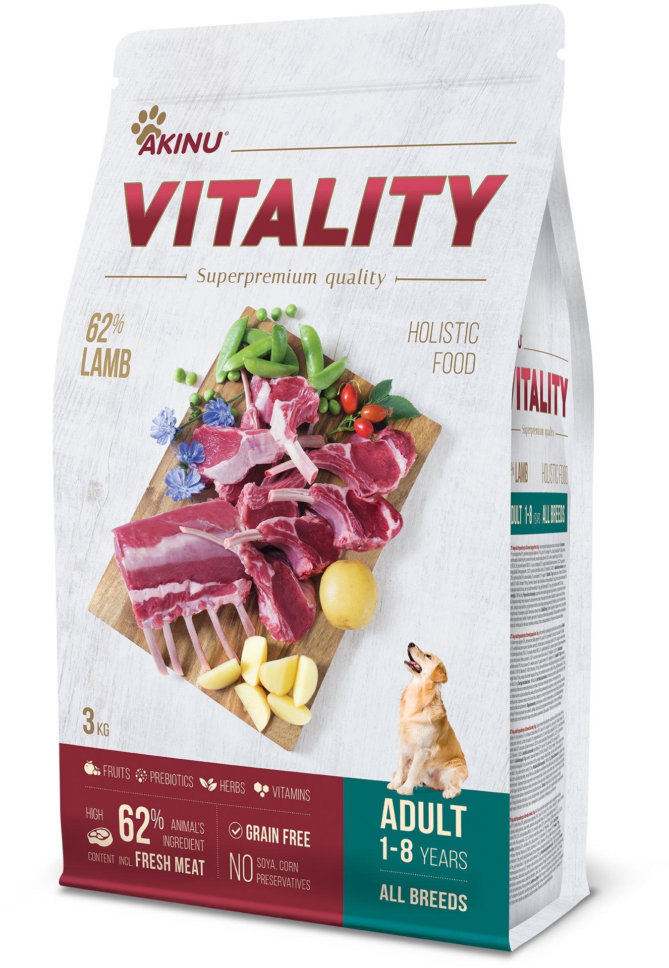 AKINU VITALITY dog adult hypoallergic lamb 3 kg