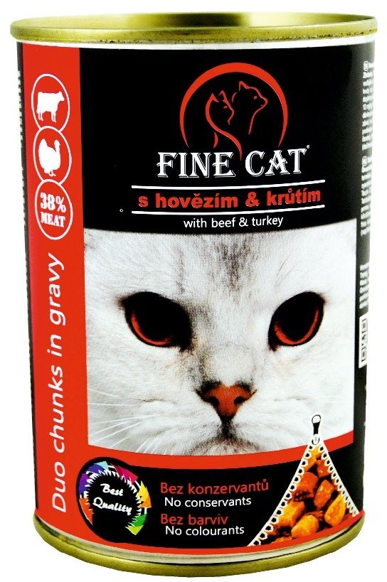 Fine Cat Konzerva pre mačky DUO Hovädzie s morčacím 12× 415 g