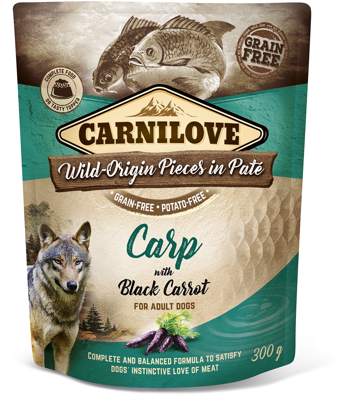 Carnilove Dog Pouch Paté Carp with Black Carrot 300 g