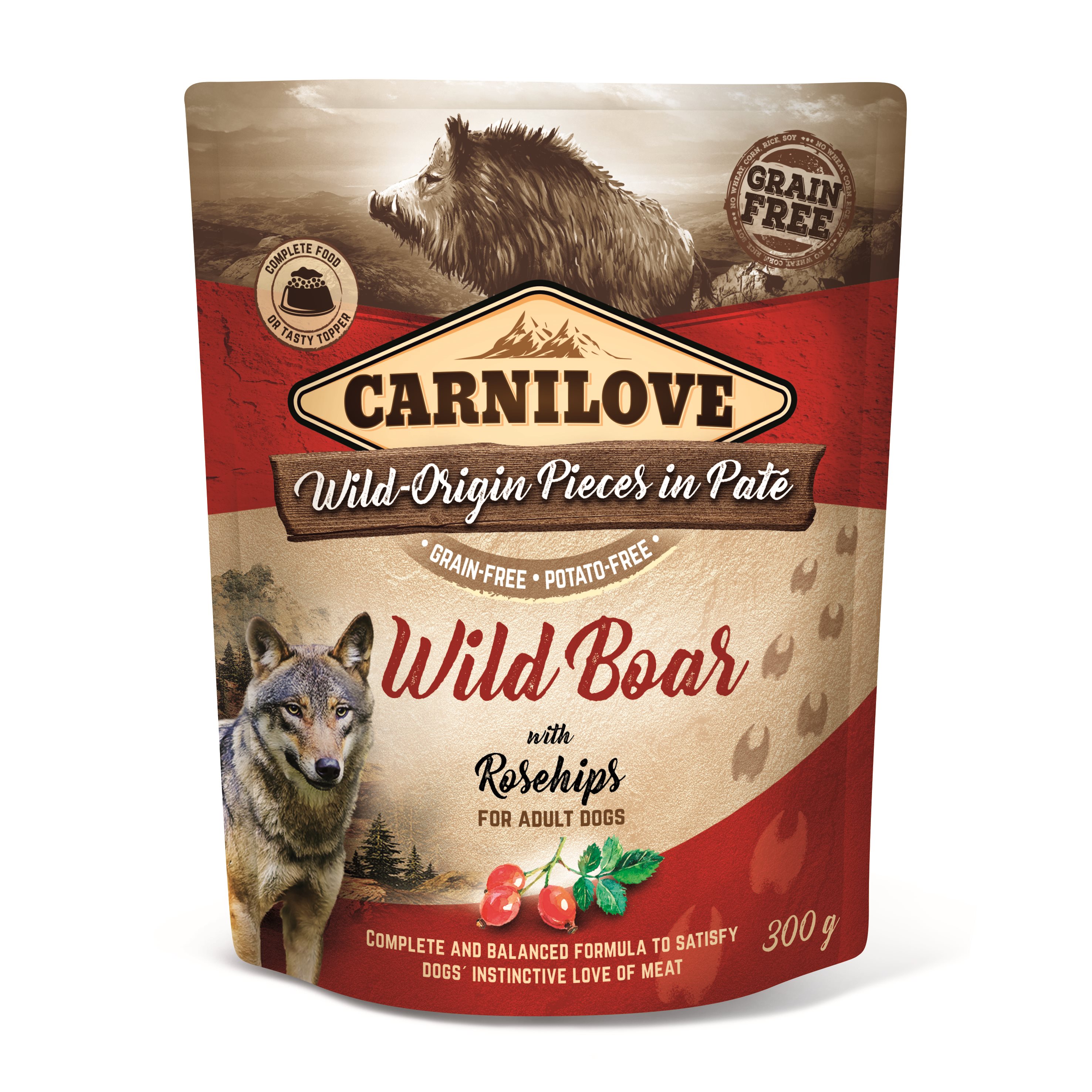 Carnilove Dog Pouch Paté Wild Boar with Rosehips 300 g