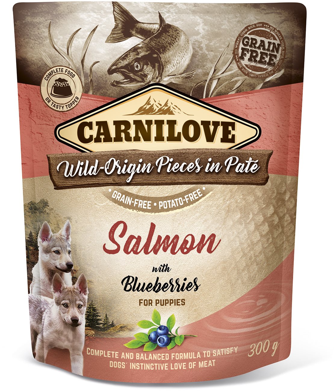 Carnilove Dog Pouch Paté Salmon with Blueberries for Puppies 300 g