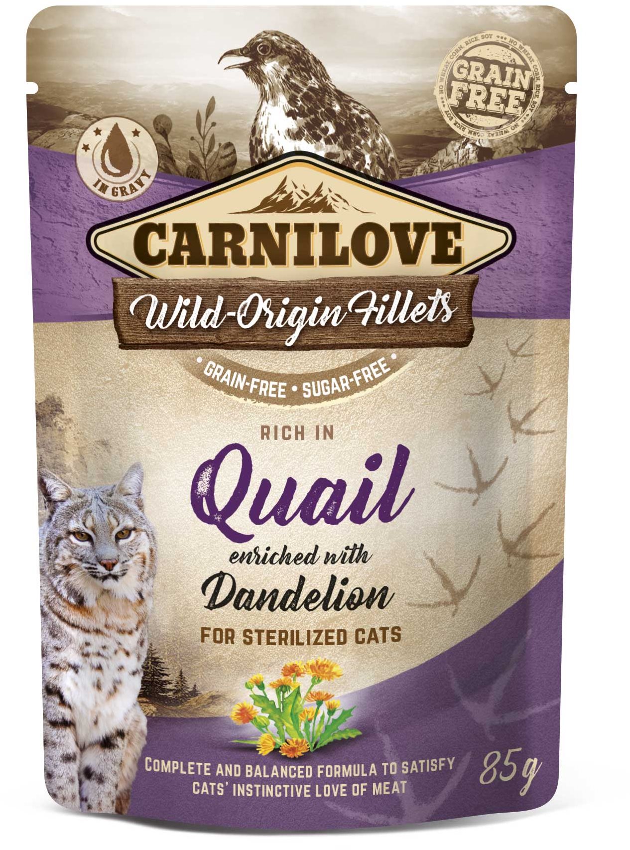 Carnilove Cat Pouch Rich in Quail Enriched with Dandelion for sterilized 85 g
