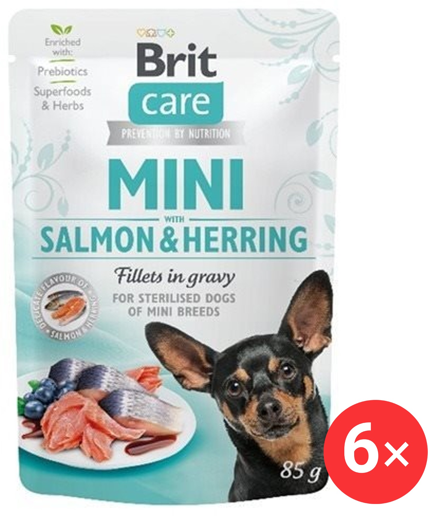 Brit Care Mini Salmon & Herring sterilised Fillets in Gravy 6× 85 g