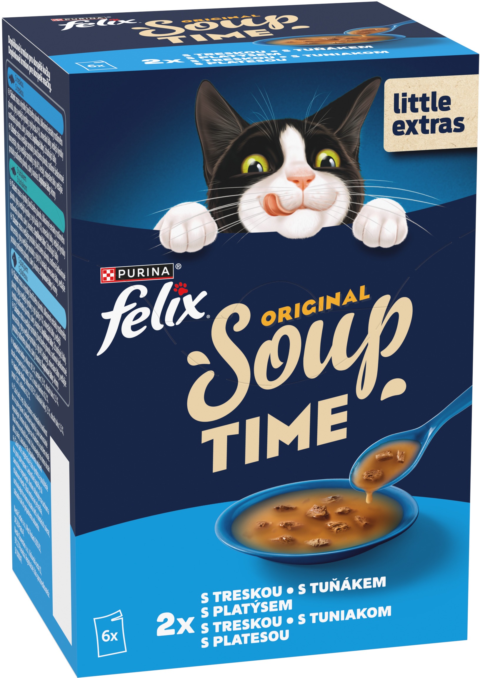 Felix Soup polievky pre mačky treska, tuniak, platesa 6× 48 g