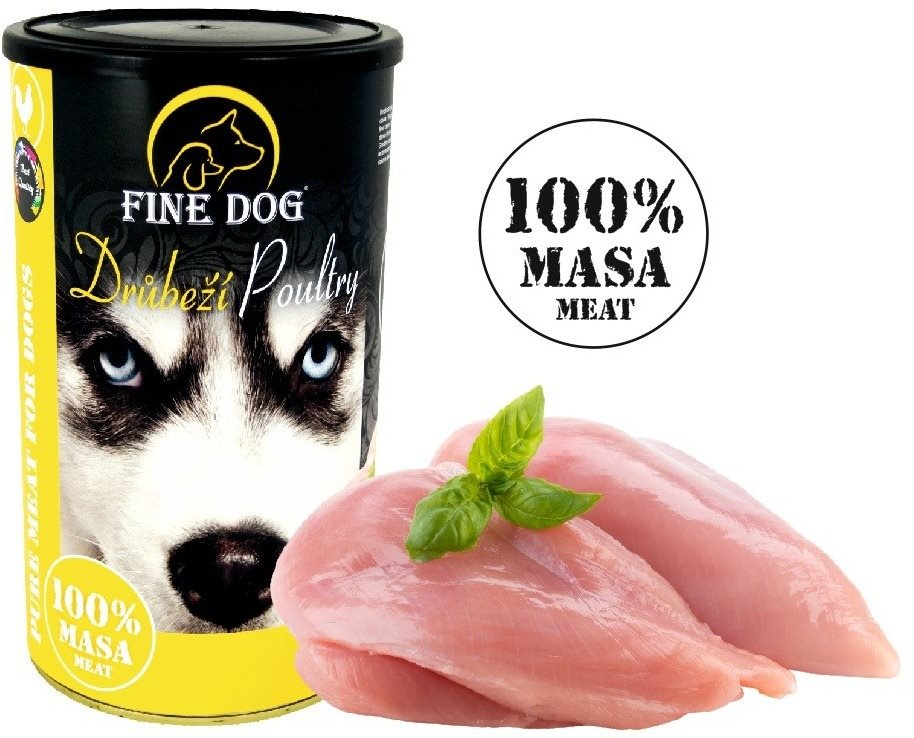 FINE DOG Konzerva HYDINOVÁ, 100 % mäsa, 1200 g