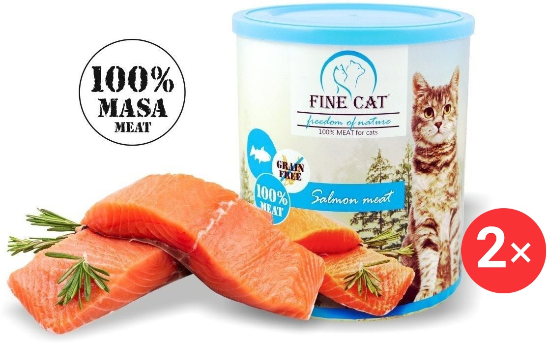 FINE Cat FoN konzerva pre mačky LOSOS 100 % MÄSA 2× 800 g