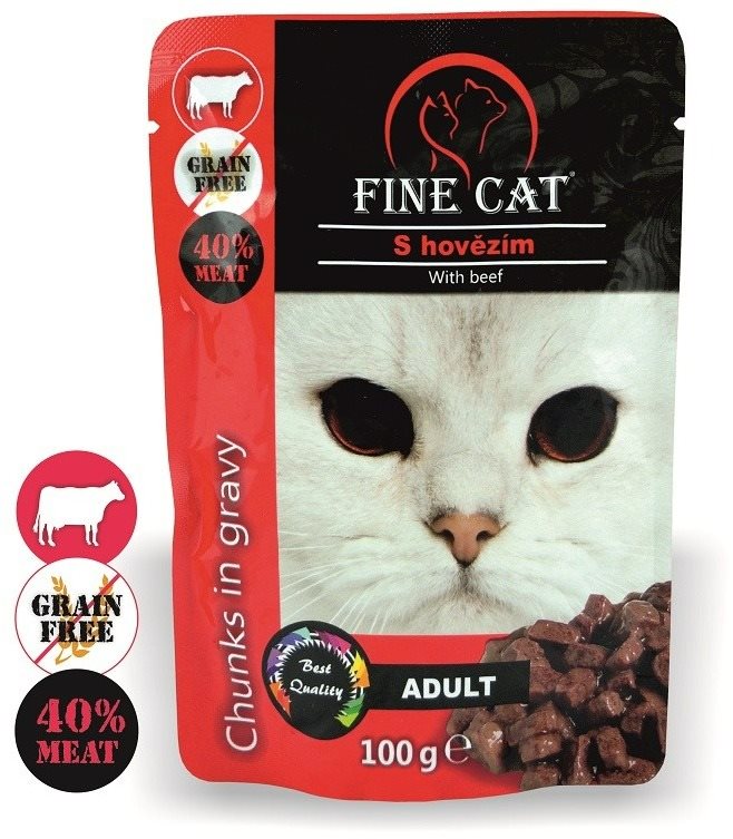 FINE CAT kapsička GRAIN-FREE Adult HOVÄDZIE v omáčke 22× 100 g