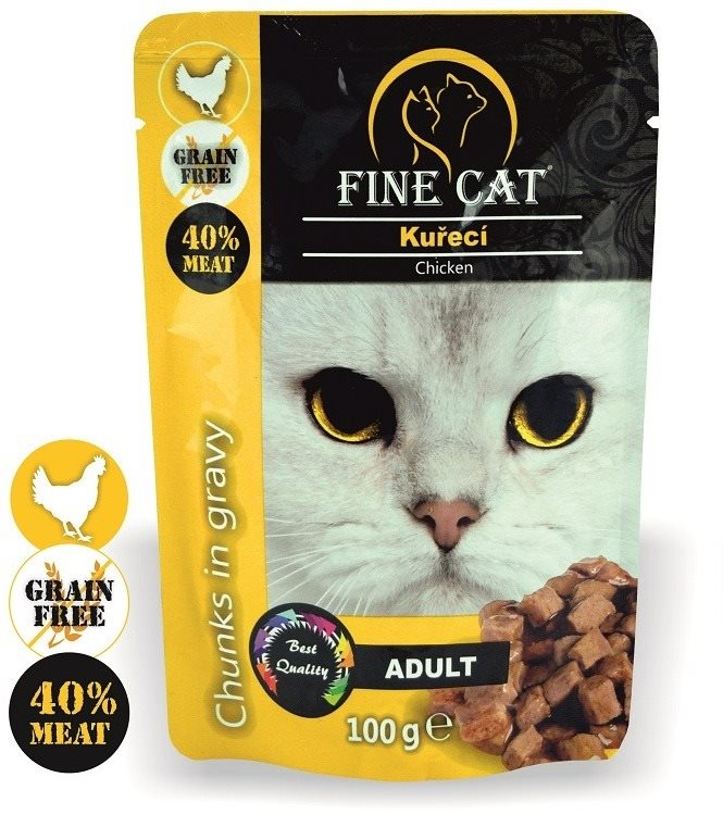 FINE CAT kapsička GRAIN-FREE Adult KURACIE v omáčke 22× 100 g