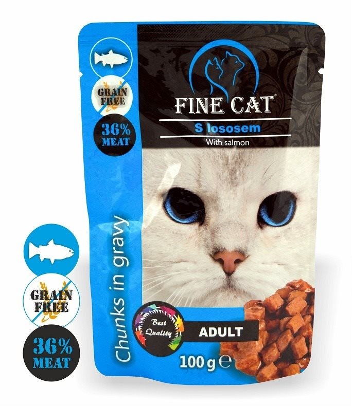 FINE CAT kapsička GRAIN-FREE Adult LOSOS v omáčke 22× 100 g