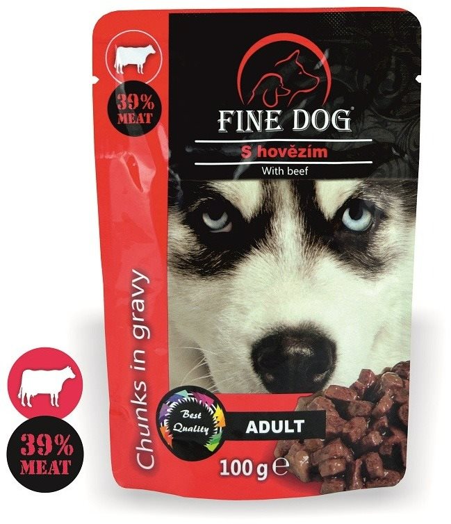 FINE DOG kapsička Adult HOVÄDZIE v omáčke 22× 100 g