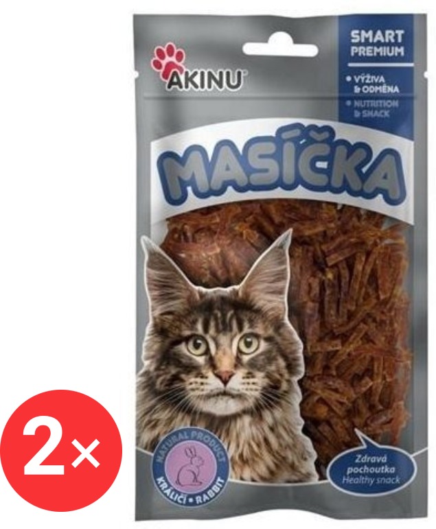 Akinu Zajačie rezančeky pre mačky 2× 50 g