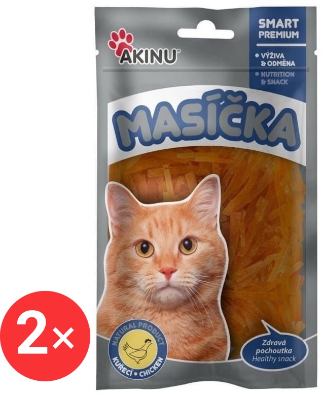 Akinu Kuracie rezančeky pre mačky 2× 50 g