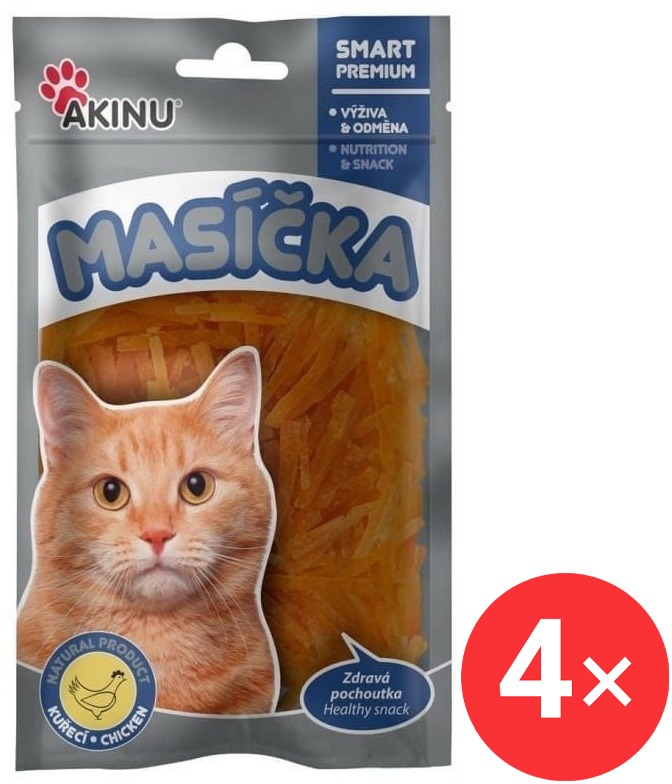 Akinu Kuracie rezanky pre mačky 4× 50 g