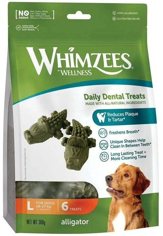 Whimzees Dental aligátor L 30 g, 6 ks