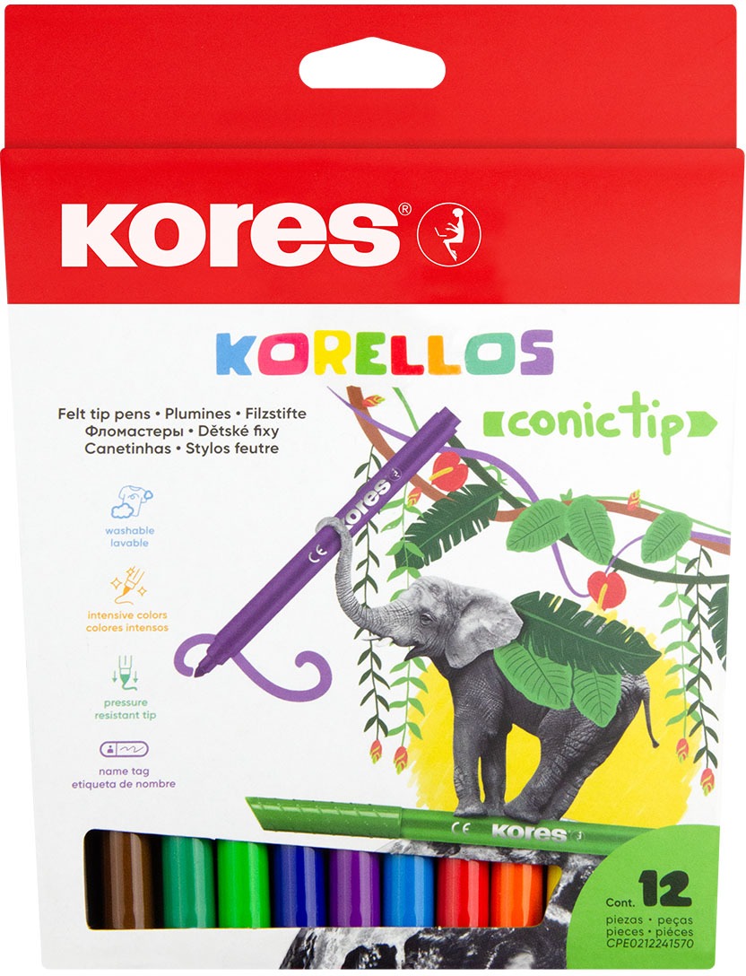 KORES KORELLOS detské, silný hrot, 12 farieb
