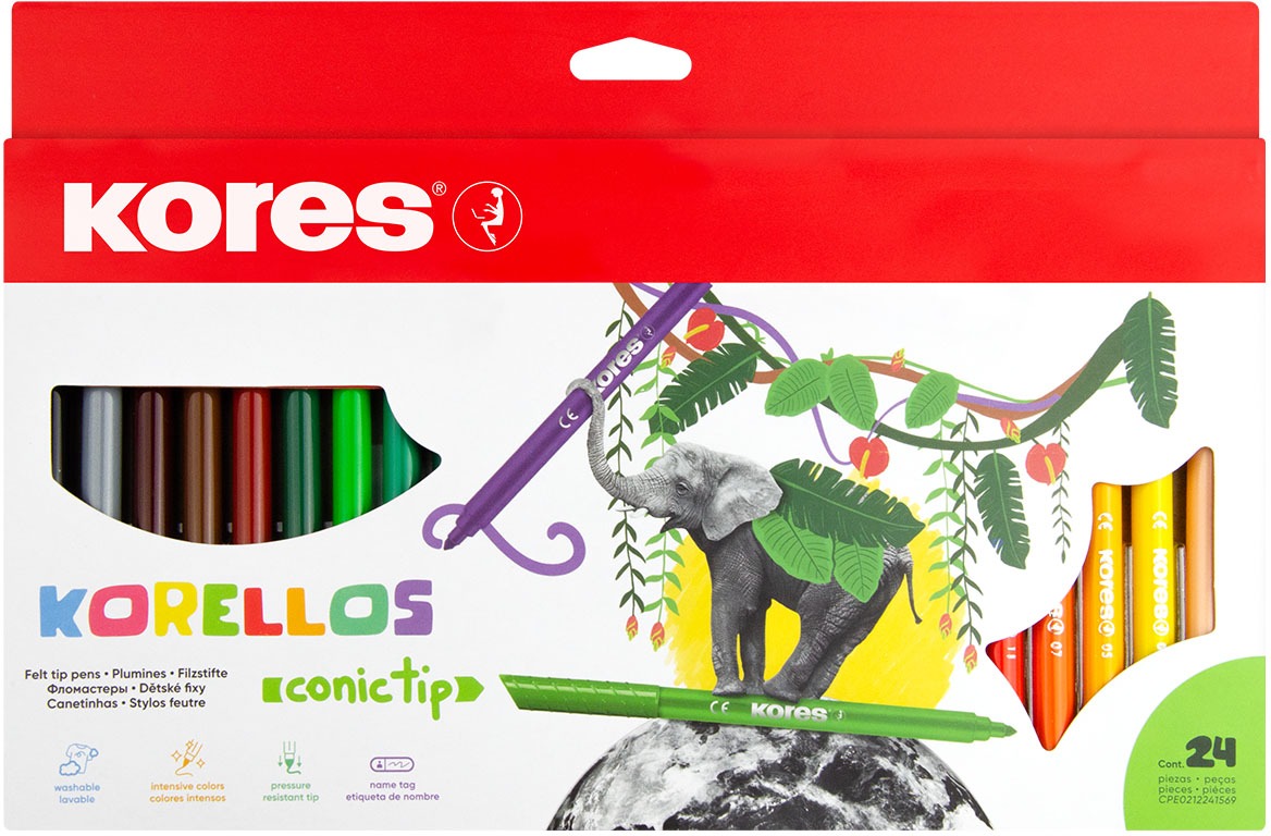 KORES KORELLOS detské, silný hrot, 24 farieb