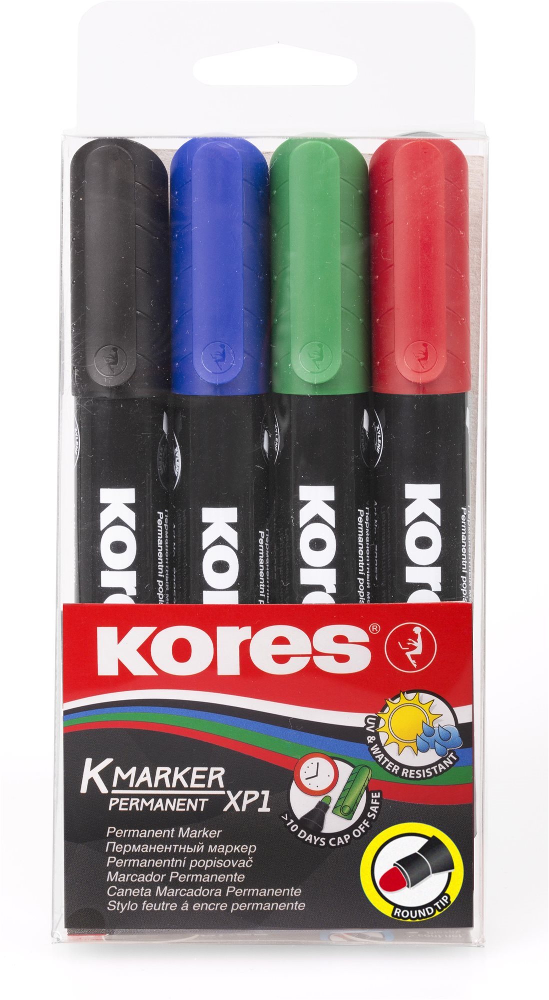 KORES K-MARKER permanentný silný – sada 4 farieb
