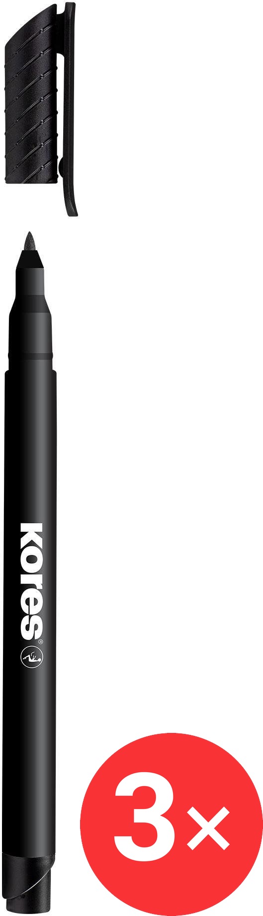 KORES K-MARKER permanentný na CD, tenký, čierny – balenie 3 ks