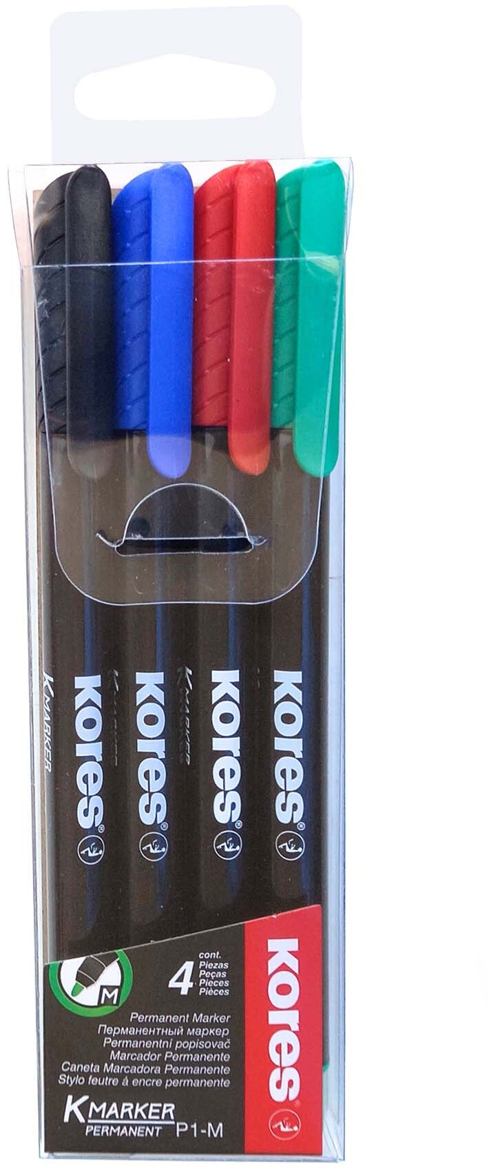 KORES K-MARKER permanentný na CD, tenký – sada 4 farieb