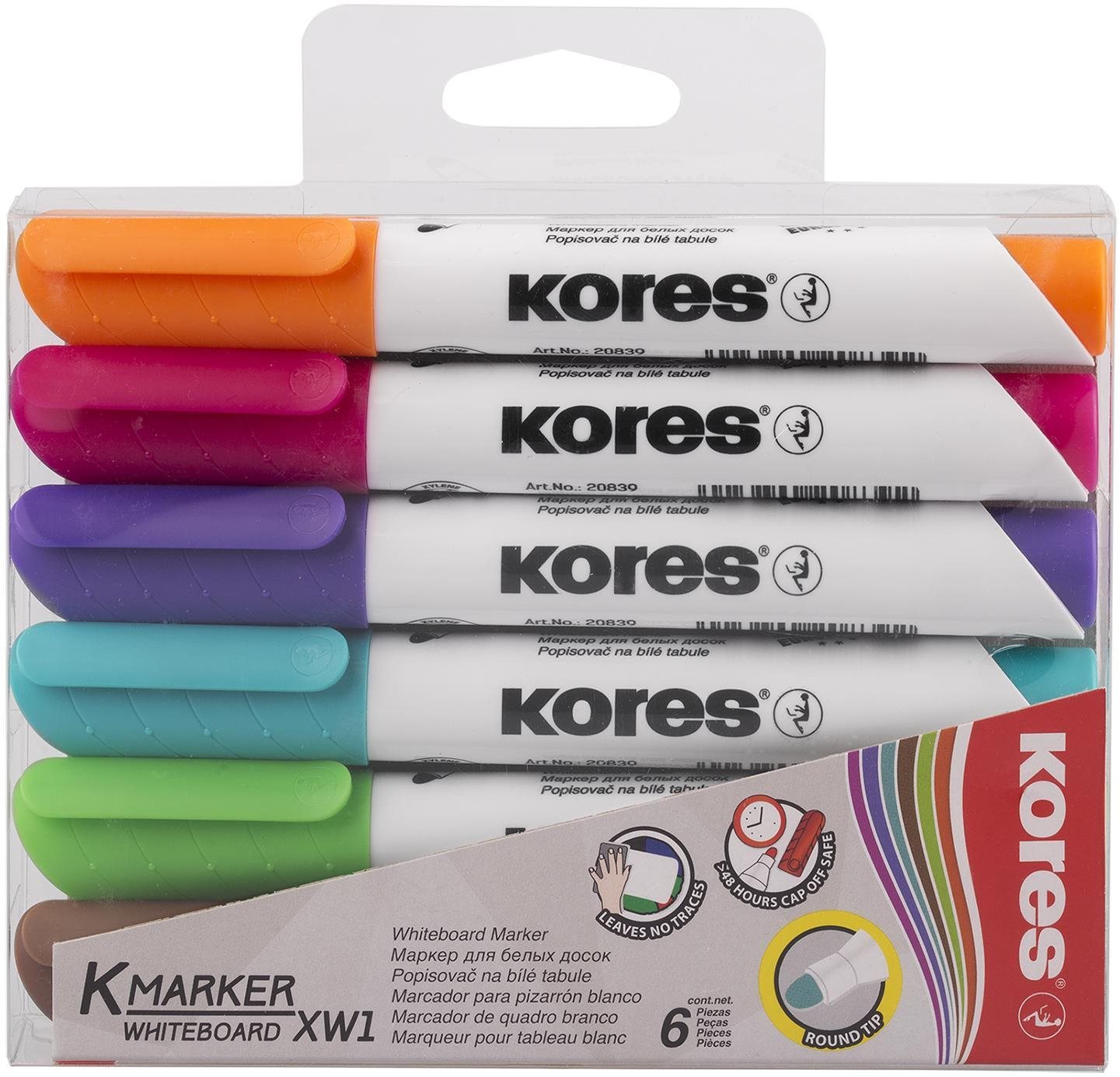 KORES K-MARKER na biele tabule a flipcharty – súprava 6 farieb