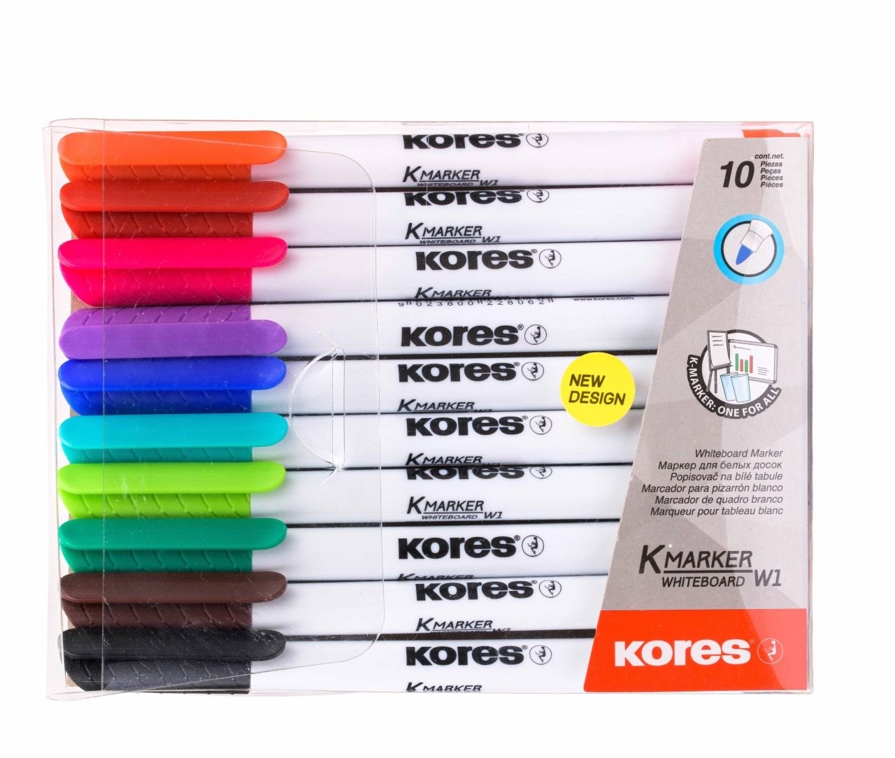 KORES K-MARKER na biele tabule, tenký – súprava 10 farieb