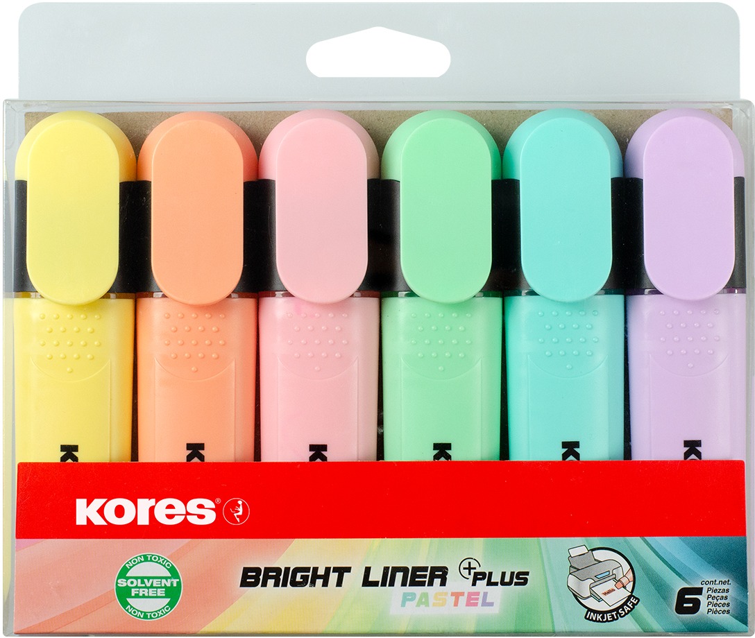 KORES BRIGHT LINER PLUS PASTEL súprava 6 farieb