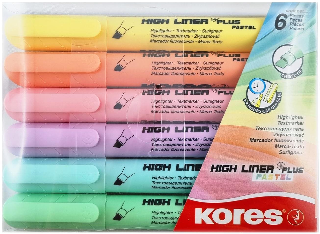 KORES HIGH LINER PLUS PASTEL súprava 6 farieb