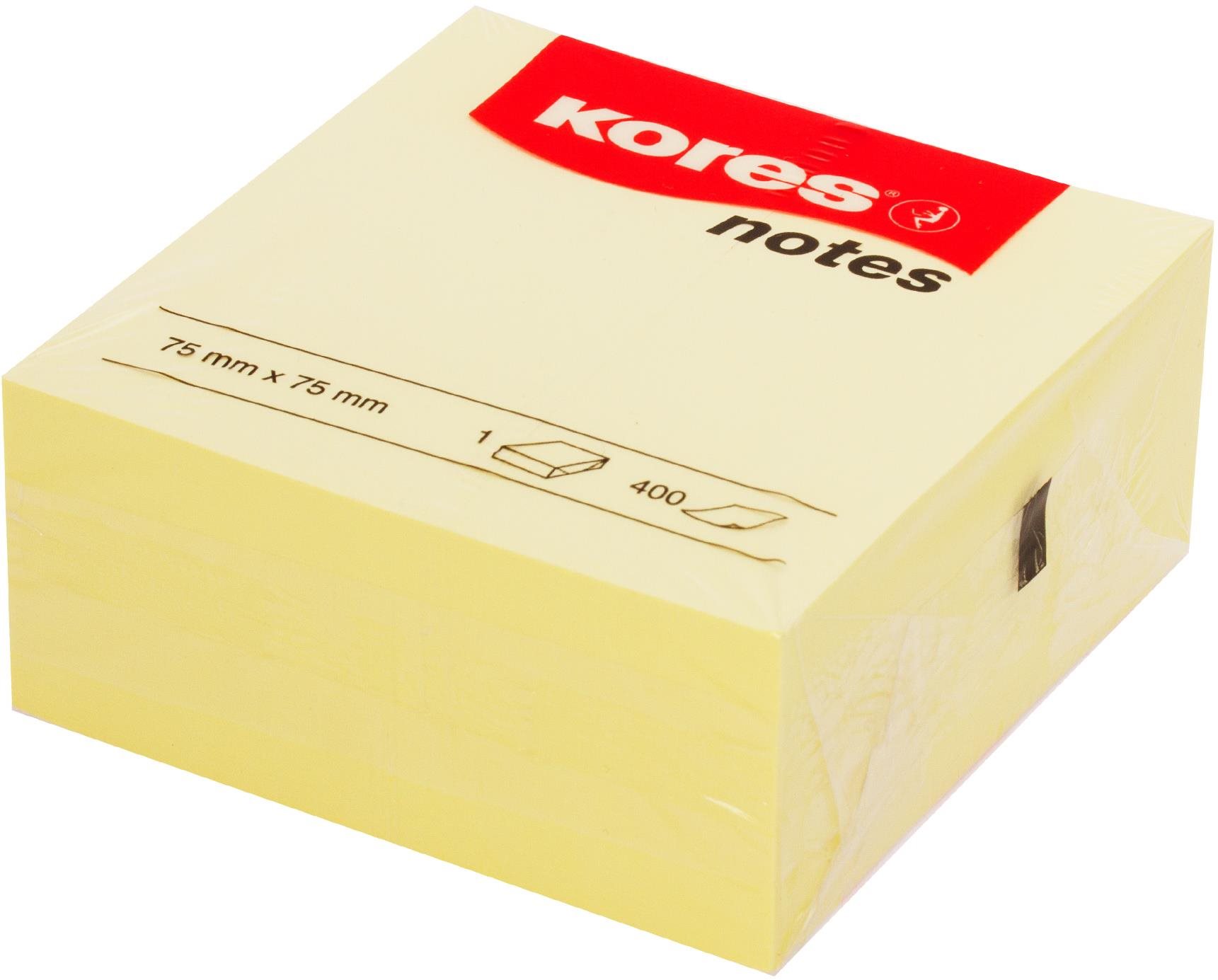 KORES CUBO 75 × 75, 400 lístkov, žltý