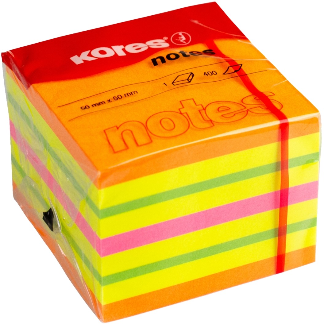 KORES CUBO Summer 50 × 50 mm, 400 lístkov, neónový mix