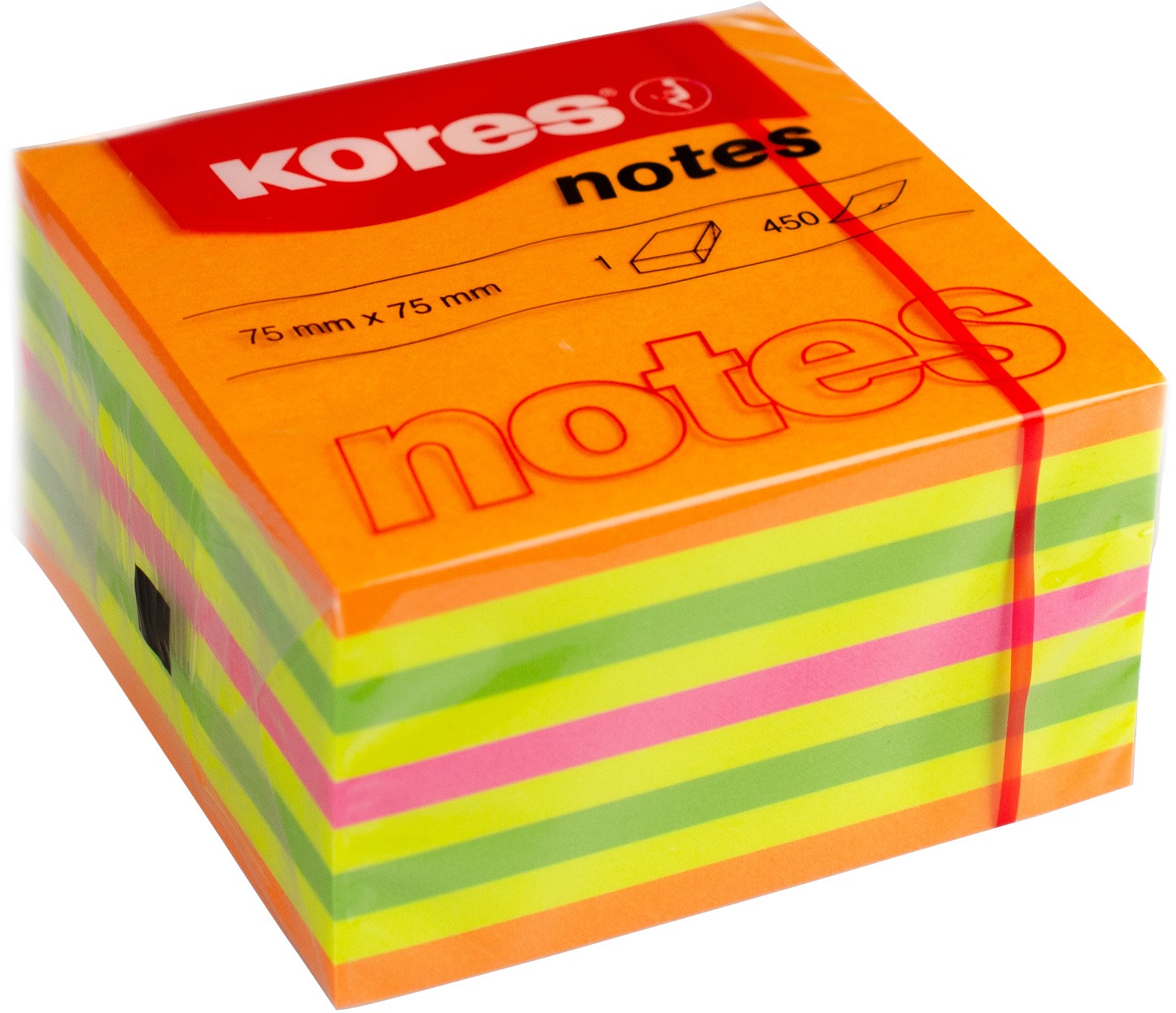 KORES CUBO Summer 75 × 75 mm, 450 lístkov, neónový mix