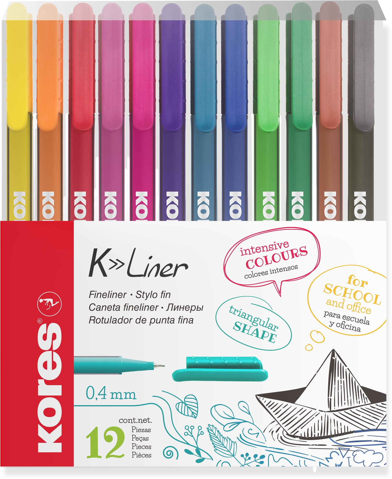 KORES K-Liner 0,4 mm – súprava 12 farieb