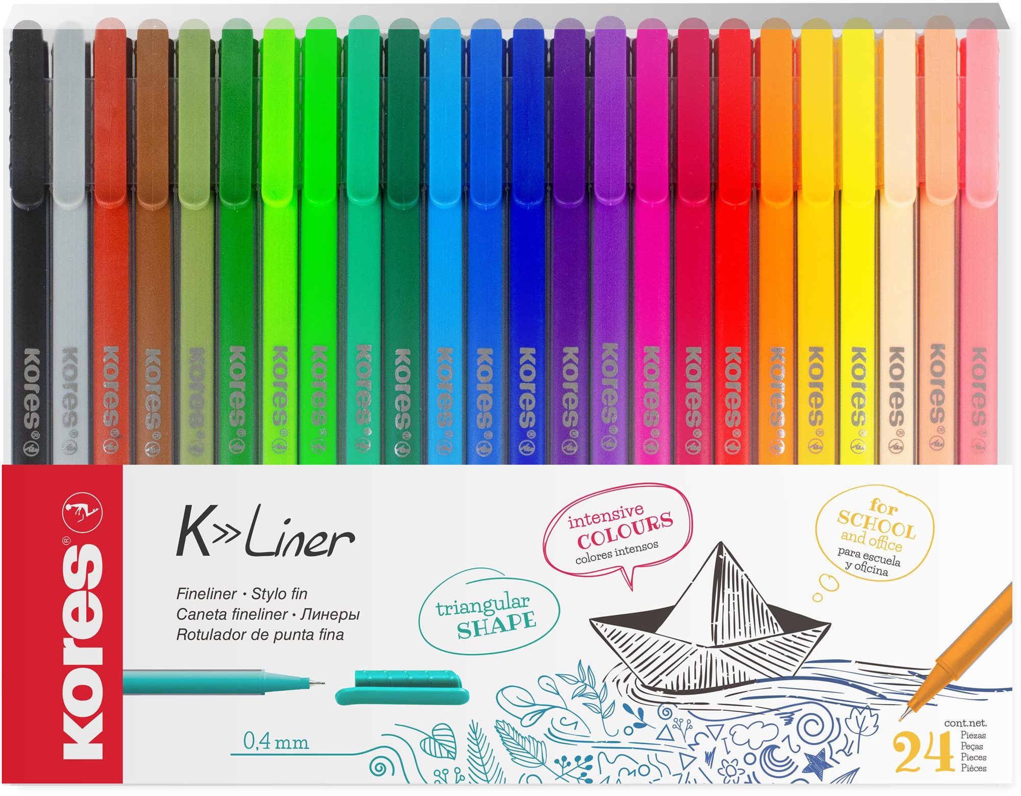 KORES K-Liner 0,4 mm – sada 24 farieb