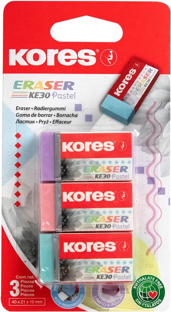 KORES KE30 40 × 21 × 10 mm, farebný mix pastel – balenie 3 ks