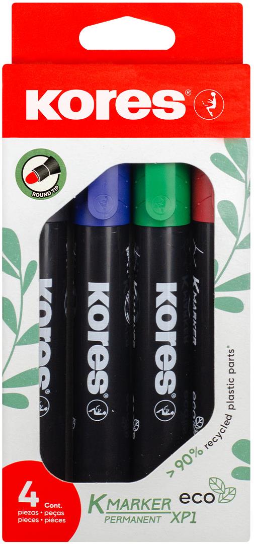 KORES K-MARKER Eco permanentné, súprava 4 farieb