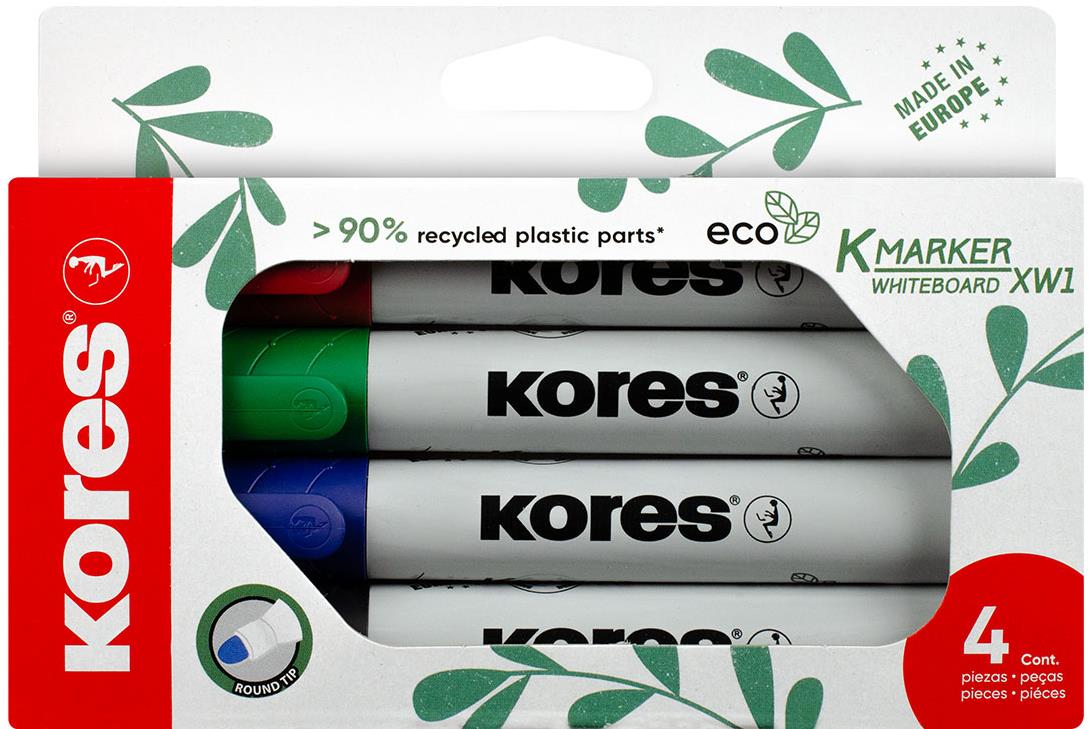 KORES K-MARKER Eco na biele tabule a flipcharty, súprava 4 farieb
