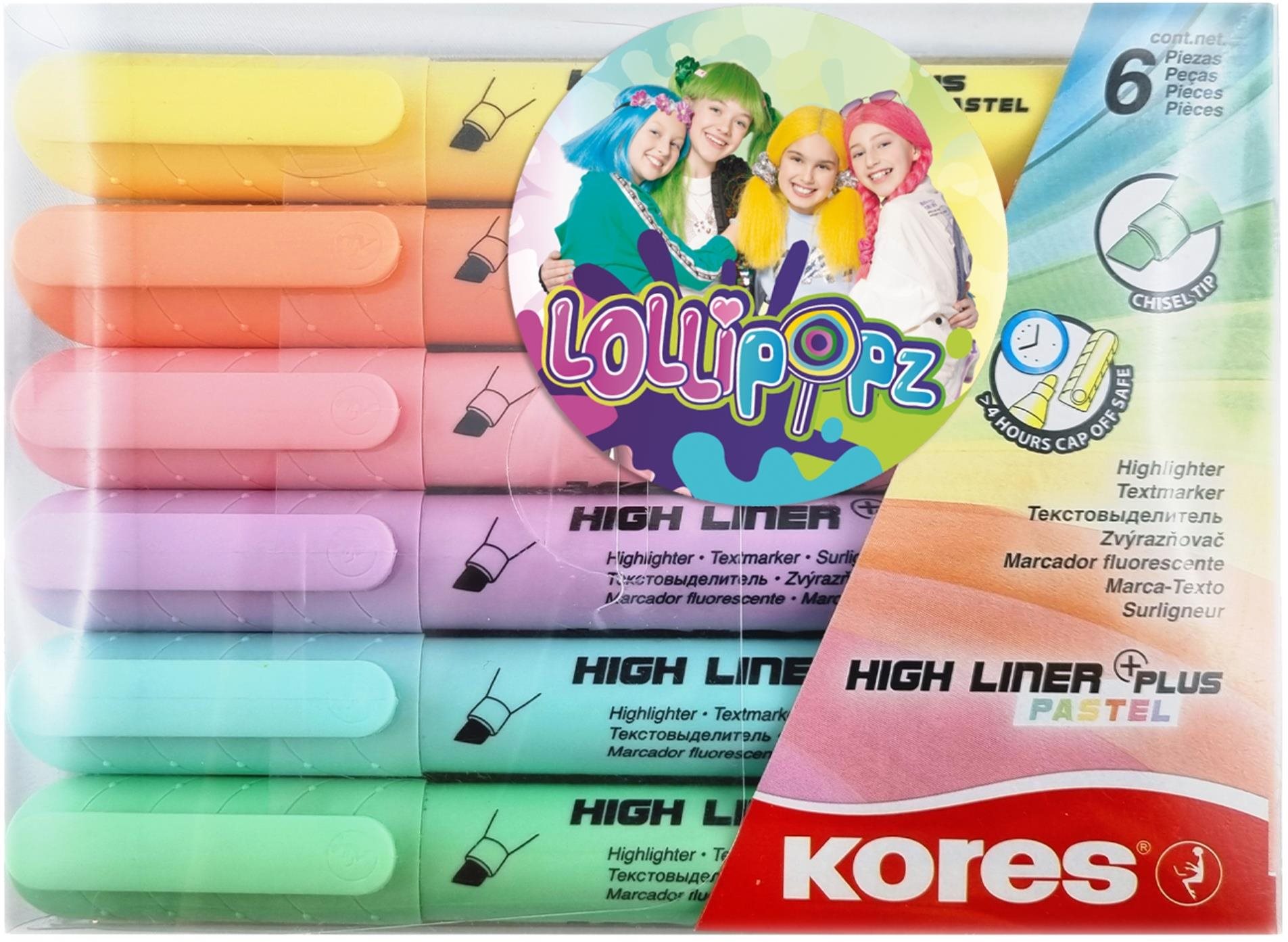 KORES High Liner Plus Pastel LOLLIPOPZ – súprava 6 farieb