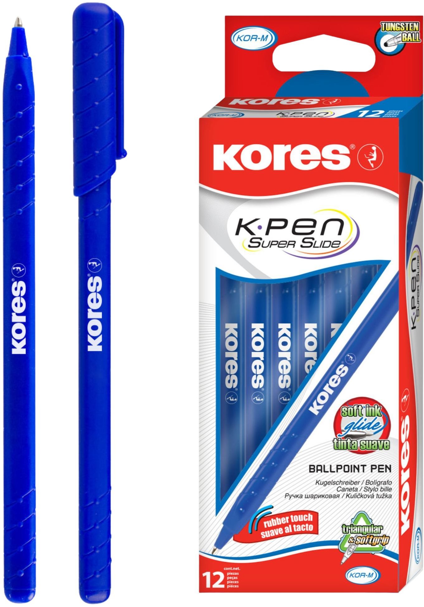 KORES K0 Pen M – 1 mm, modré – balenie 12 ks
