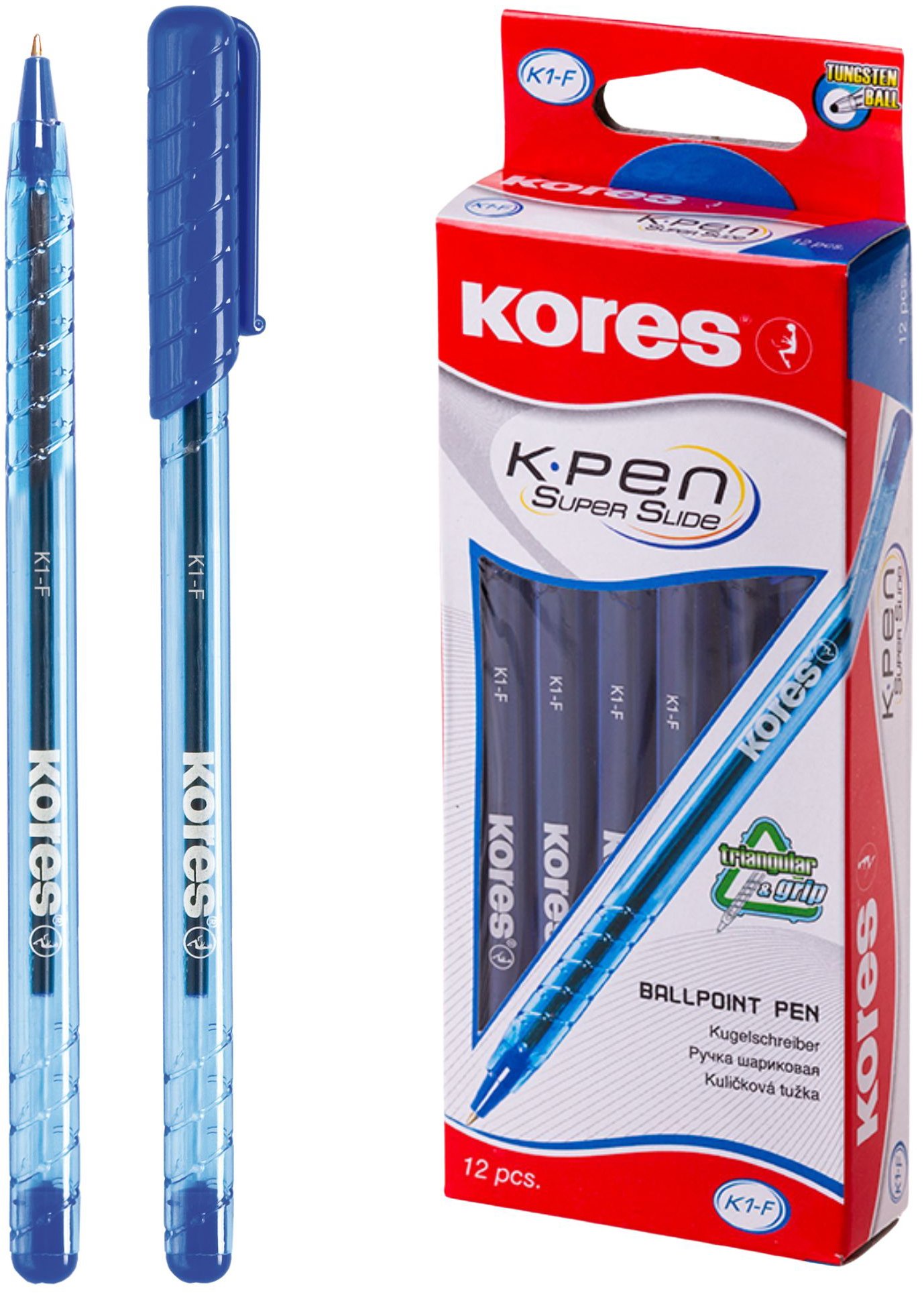 KORES K1 Pen F – 0.7 mm, modré – balenie 12 ks