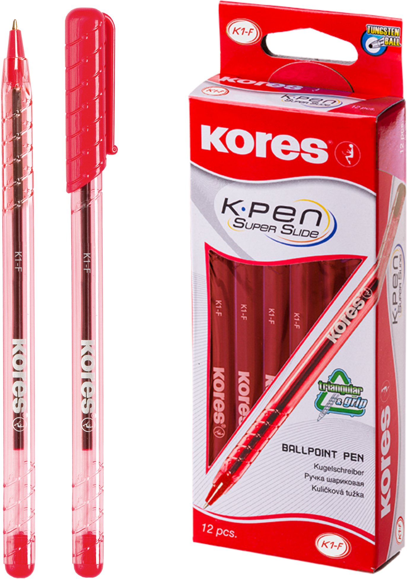 KORES K1 Pen F – 0.7 mm, červené – balenie 12 ks